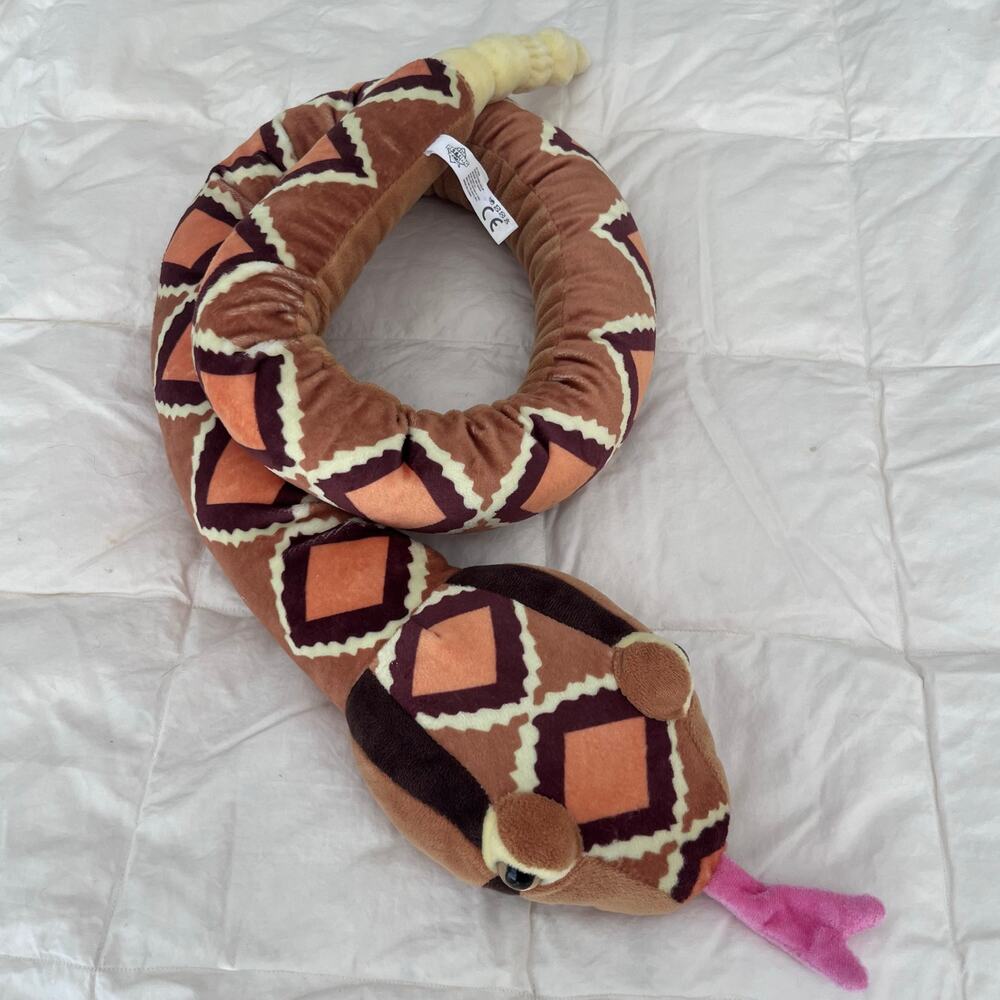 The Petting Zoo Diamond Back Rattlesnake Plush Toy with Working Rattle 60"